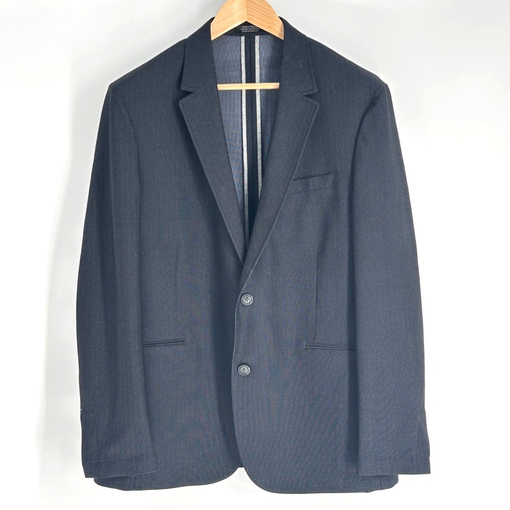 Vince Camuto Men's Navy Stretch Knit Blazer Sport Coat Side Vent Large